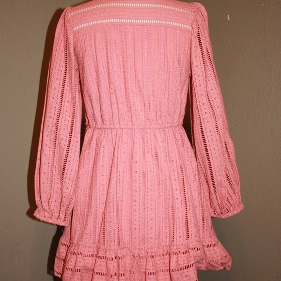 ANTHROPOLOGIE FOREVER THAT GIRL PINK EYELET MINI A-LINE DRESS - SMALL 2 OR 4 - Picture 5 of 6